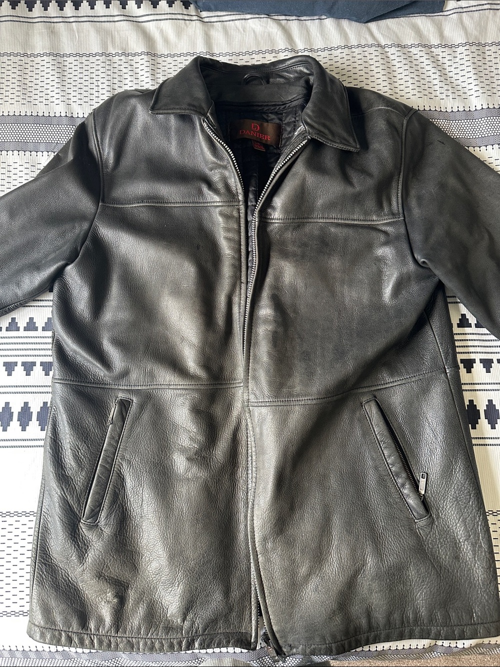 Danier Black Leather Zip-Up Jacket